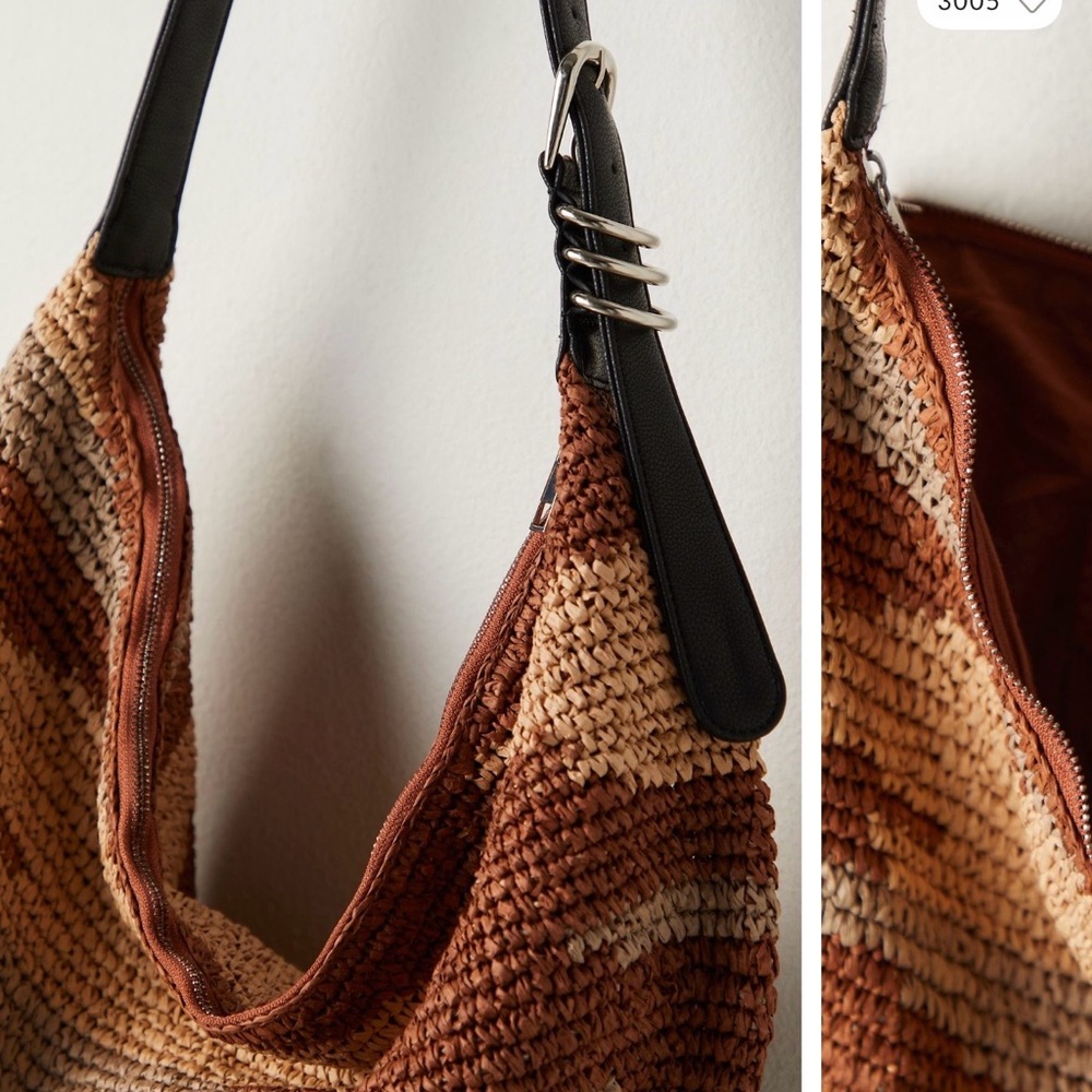 Free People Woven Hobo Bag in Brown and Tan - Picture 2 of 4